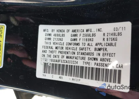 2012 Acura Tl 3.5 from USA, damaged, VIN 19UUA8F52CA003224